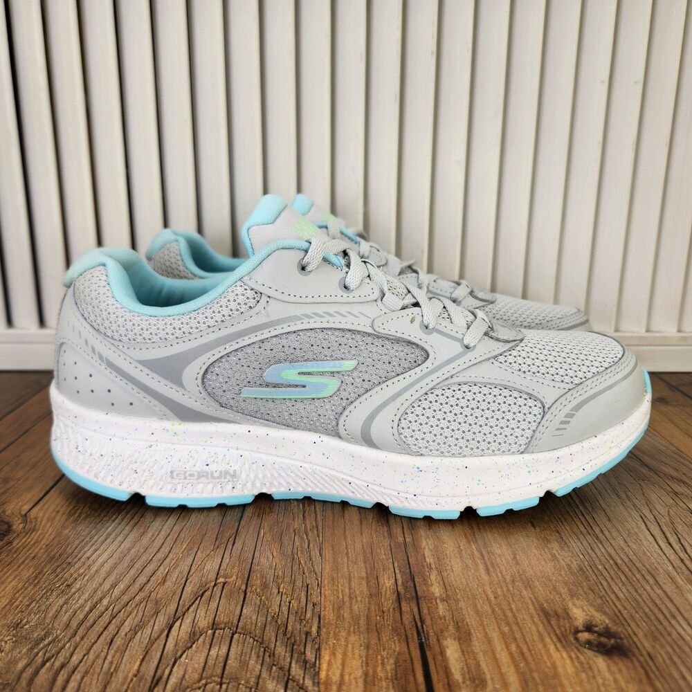 Skechers Go Run Consistent Vivid Horizon Womens 8 Gray Blue Running Shoes 128285